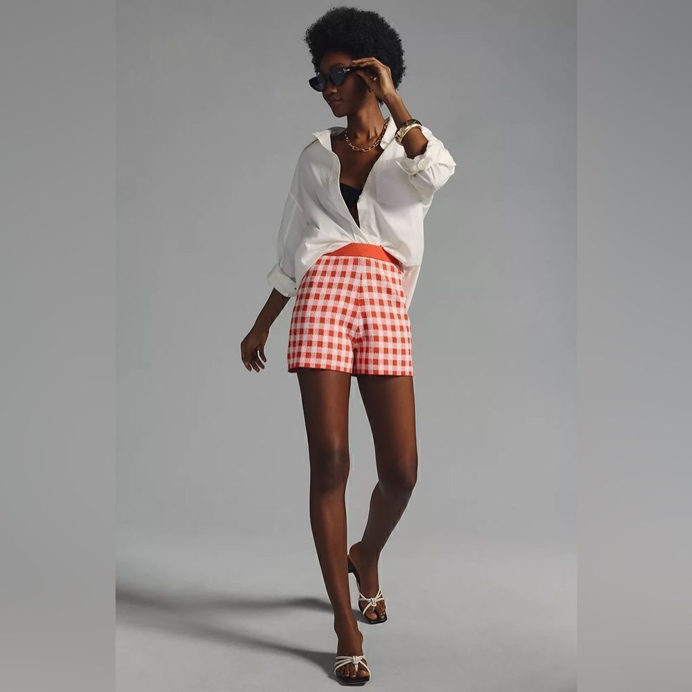 Anthropologie KULE The Avril Gingham Knit Shorts NWT